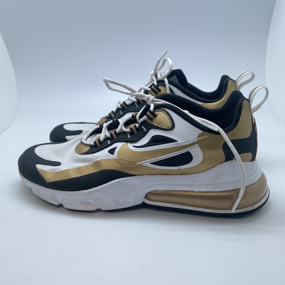 Nike Sneakers Mens 10 Air Max 270 React CW7298-100 Gold Athletic‎ Running Shoes - Picture 3 of 10